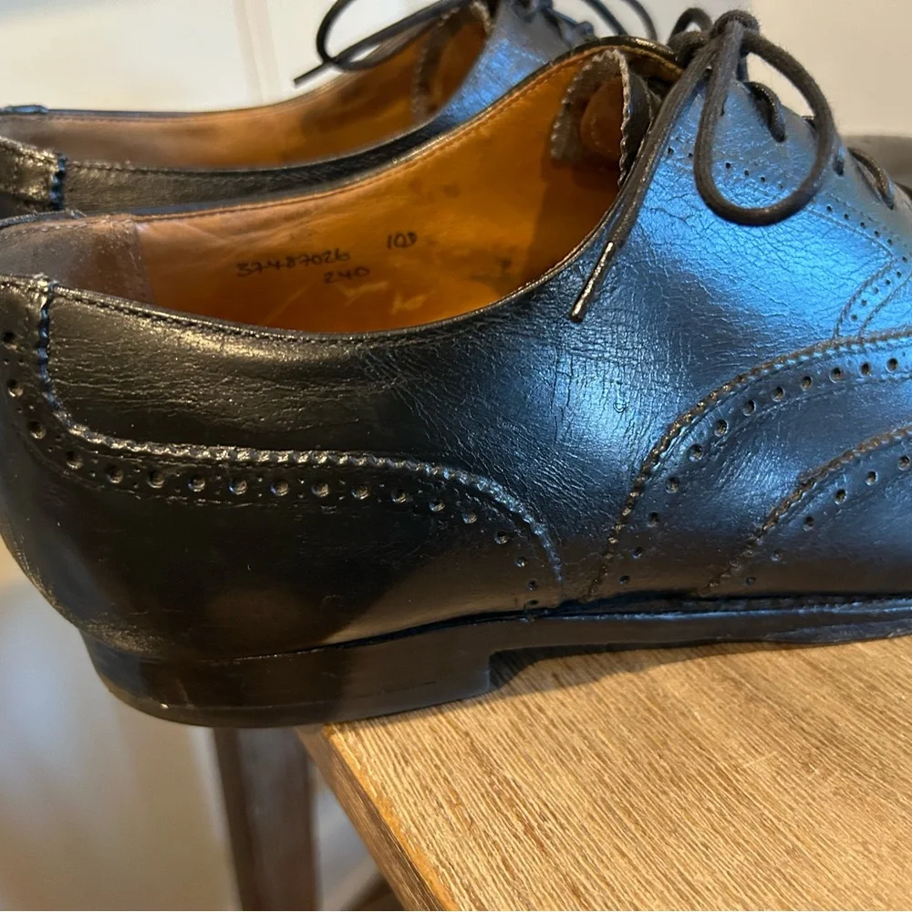 PEAL & CO BROOKS BROTHERS SHOES SIZE 10 D BLACK BROGUE OXFORD